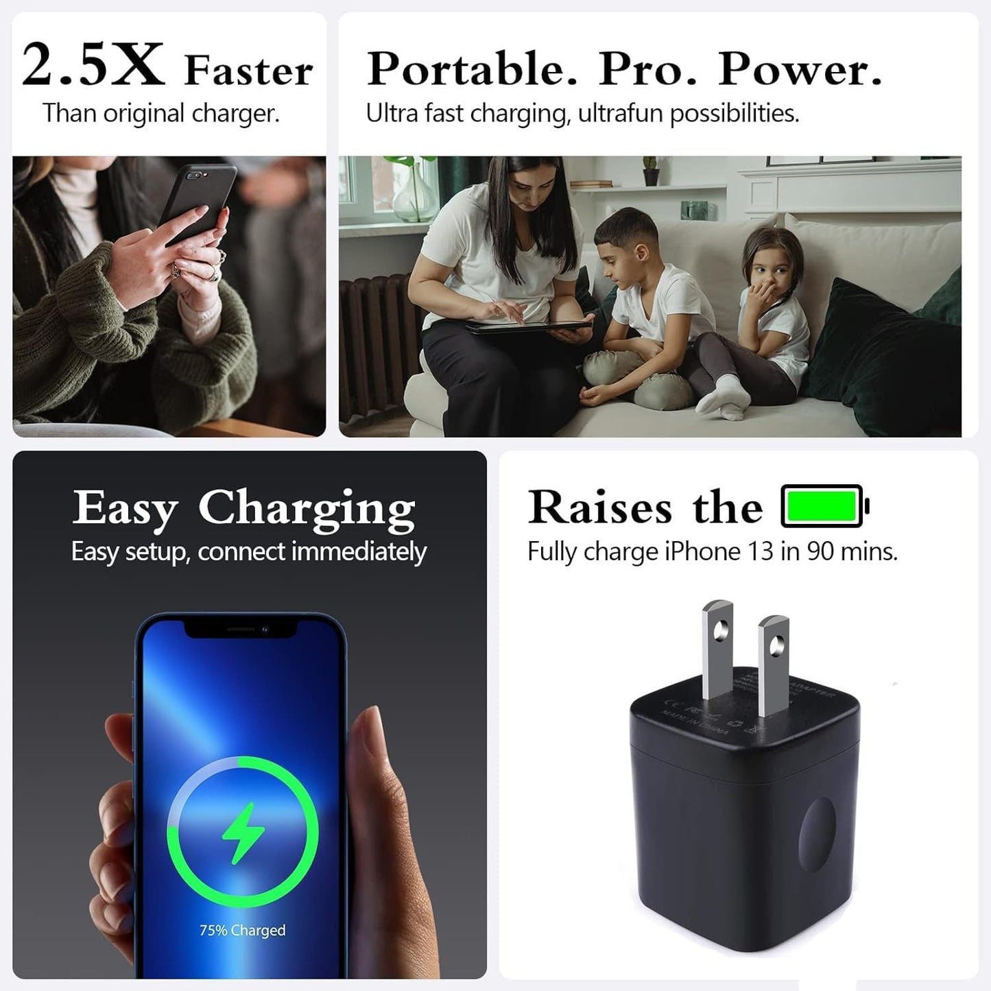 Wall Charger,Charger Cube,Charging Block Fast Charge 3Pack Dual Port 2.1A Power Brick Phone Charging Plug Box Head for Iphone 16/15 Pro/14/13/12/11/Xr/8/7/6 Plus,Samsung Galaxy S24 S23 S22 S21 S10 S9