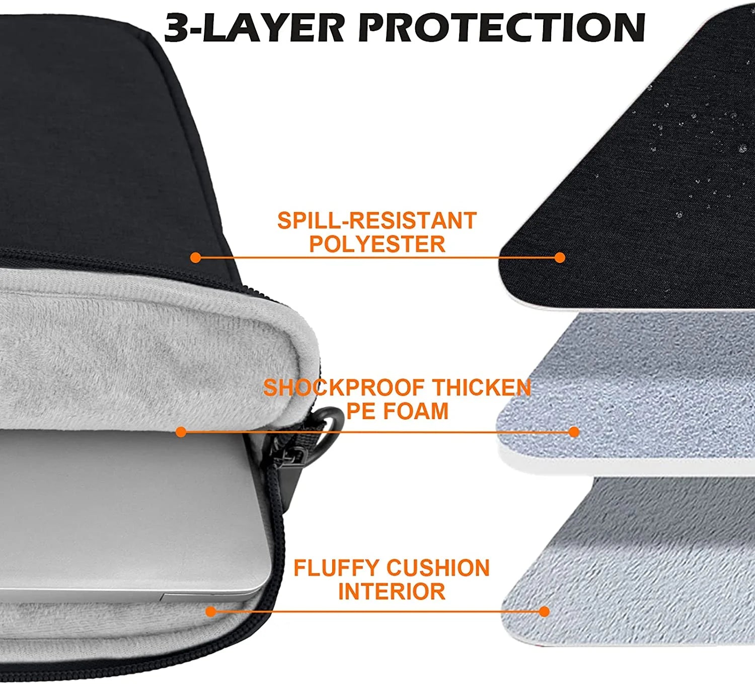 13 Inch Laptop Sleeve Shoulder Bag Compatible with Macbook Pro 14 M1 A2442,13" Macbook Air/Pro,13.3" Chromebook Notebook, Polyester Messenger Bag Carrying Case Briefcase (Black)