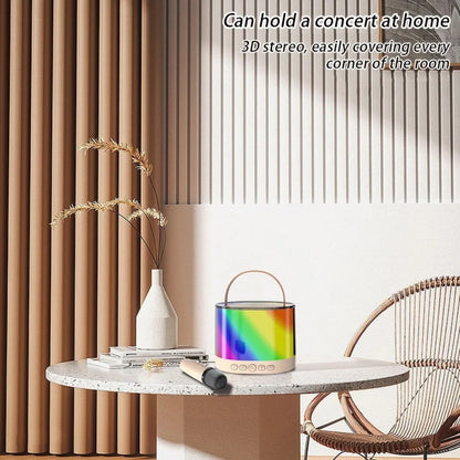 Mini Karaoke Machine with 2 Microphones & LED Lights, Portable Bluetooth Speaker Cute Karaoke Speaker for Kids, Ideal Gifts for Home Party