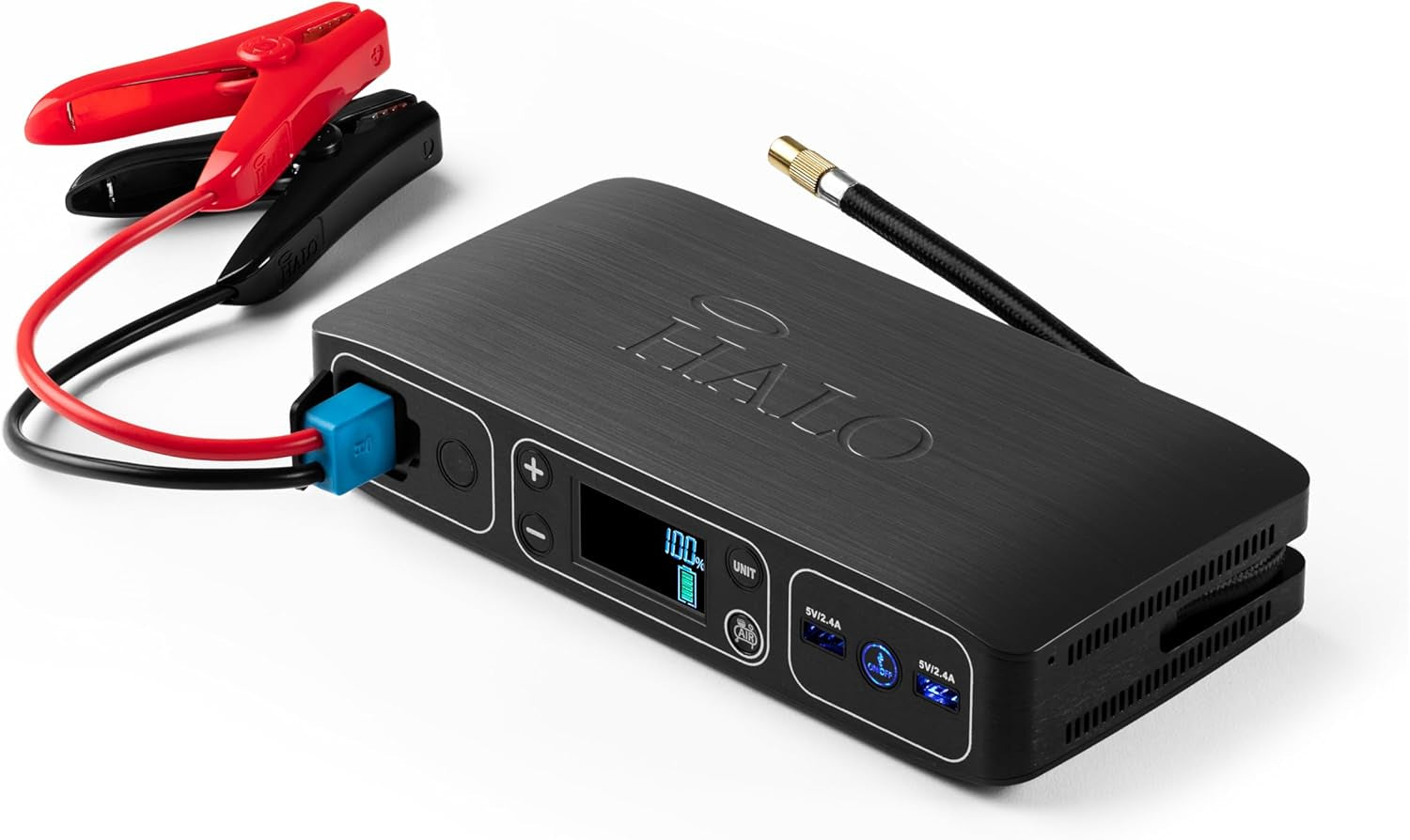 Bolt Air 58830 Portable Car Battery Jump Starter | 100 PSI Air Compressor, 58.8Wh USB Power Bank, Emergency Floodlight & Charger, Jumps Cars Suvs & Trucks, Inflates Tires, TSA Approved — Gray