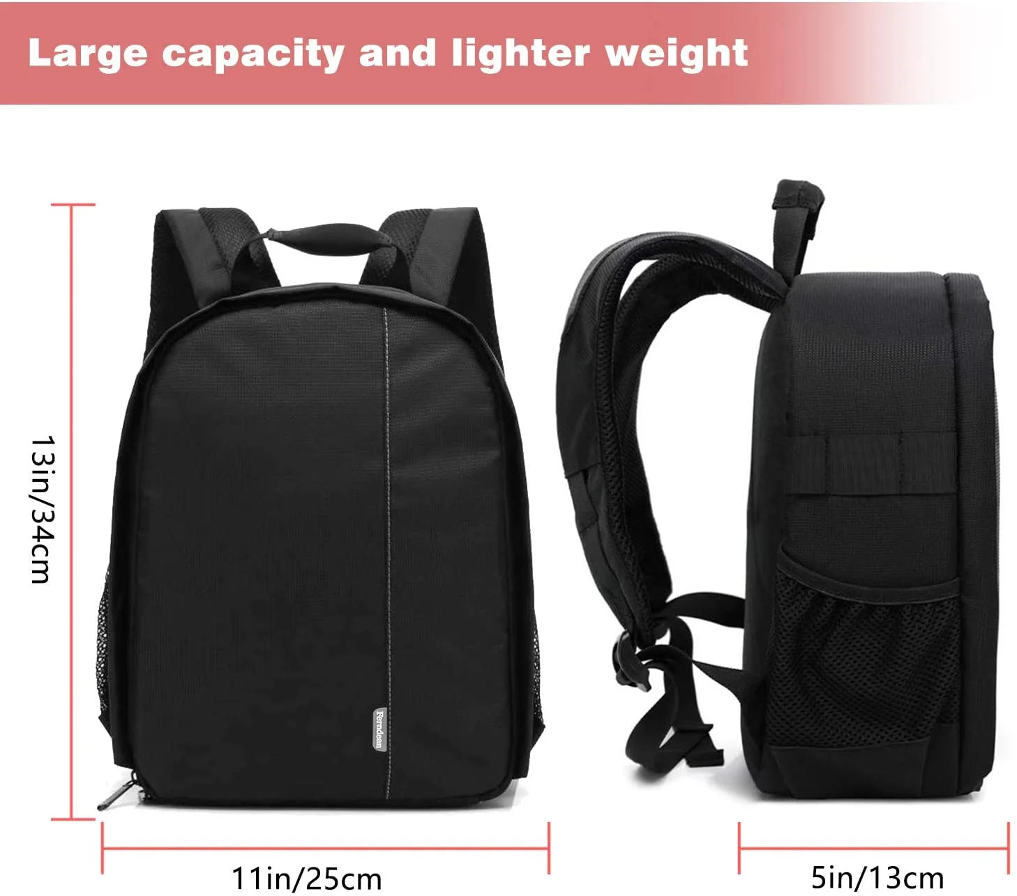 Camera Bag, Waterproof Nylon Camera Backpack for DSLR Cameras, Lens and Accessories Black Grey