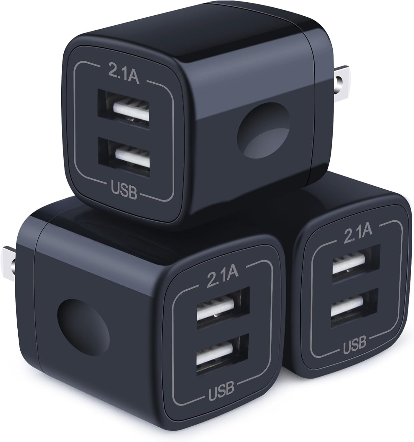 Wall Charger,Charger Cube,Charging Block Fast Charge 3Pack Dual Port 2.1A Power Brick Phone Charging Plug Box Head for Iphone 16/15 Pro/14/13/12/11/Xr/8/7/6 Plus,Samsung Galaxy S24 S23 S22 S21 S10 S9