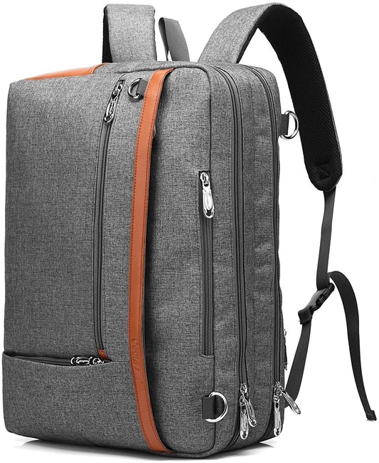 17.3" Laptop Backpack/Shoulder Bag/Messenger Bag/Briefcase, Multi-Functional Travel Rucksack, Convertible Business Handbag for Men/Women (New Grey)
