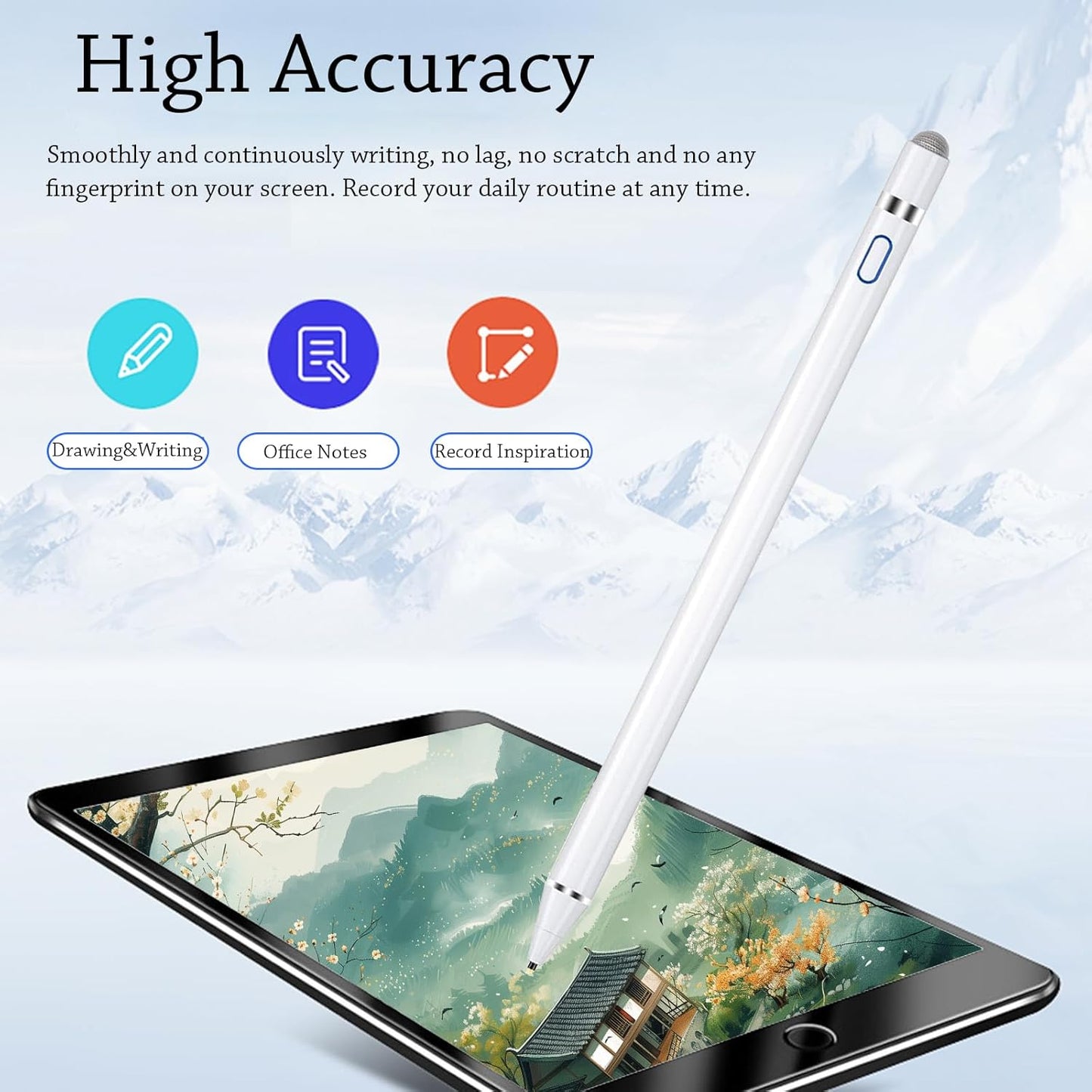 Active Stylus Pens for Touch Screens, Rechargeable Universal Ipad Pencil, Pen for Ipad/Ios/Android/Ipad Air/Pro/Mini/Iphone/Samsung/Lenovo and More