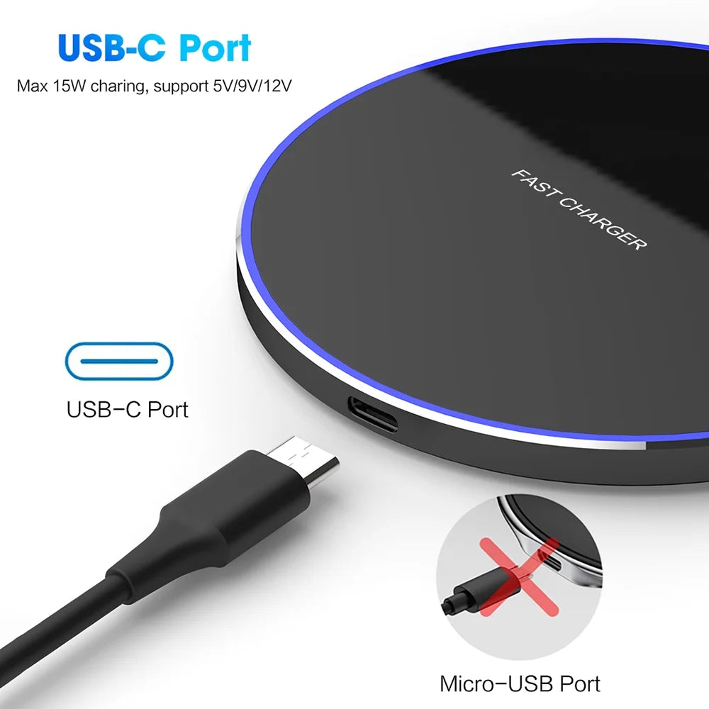 15W Wireless Charger Fast Charging Station for Iphone 15 14 13 12 11 X Xs Xr 8 Samsung