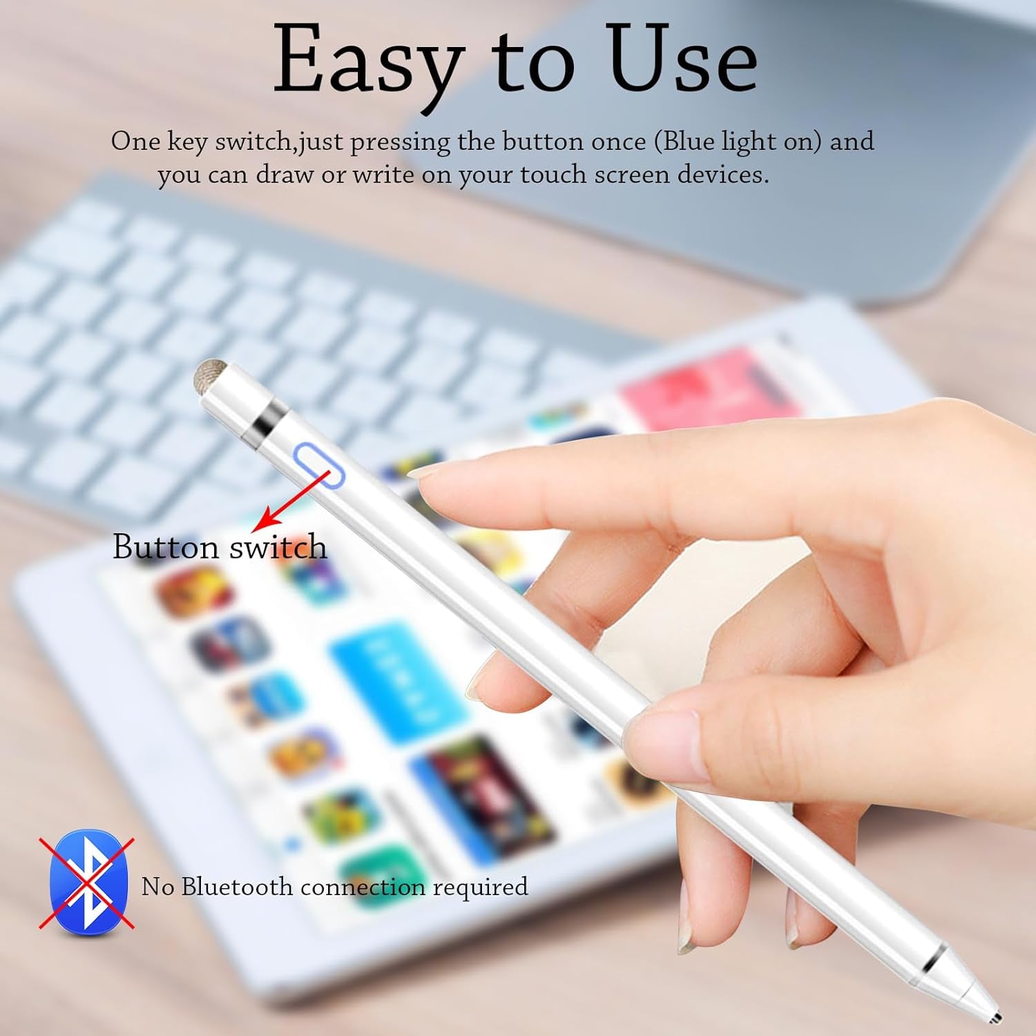 Active Stylus Pens for Touch Screens, Rechargeable Universal Ipad Pencil, Pen for Ipad/Ios/Android/Ipad Air/Pro/Mini/Iphone/Samsung/Lenovo and More