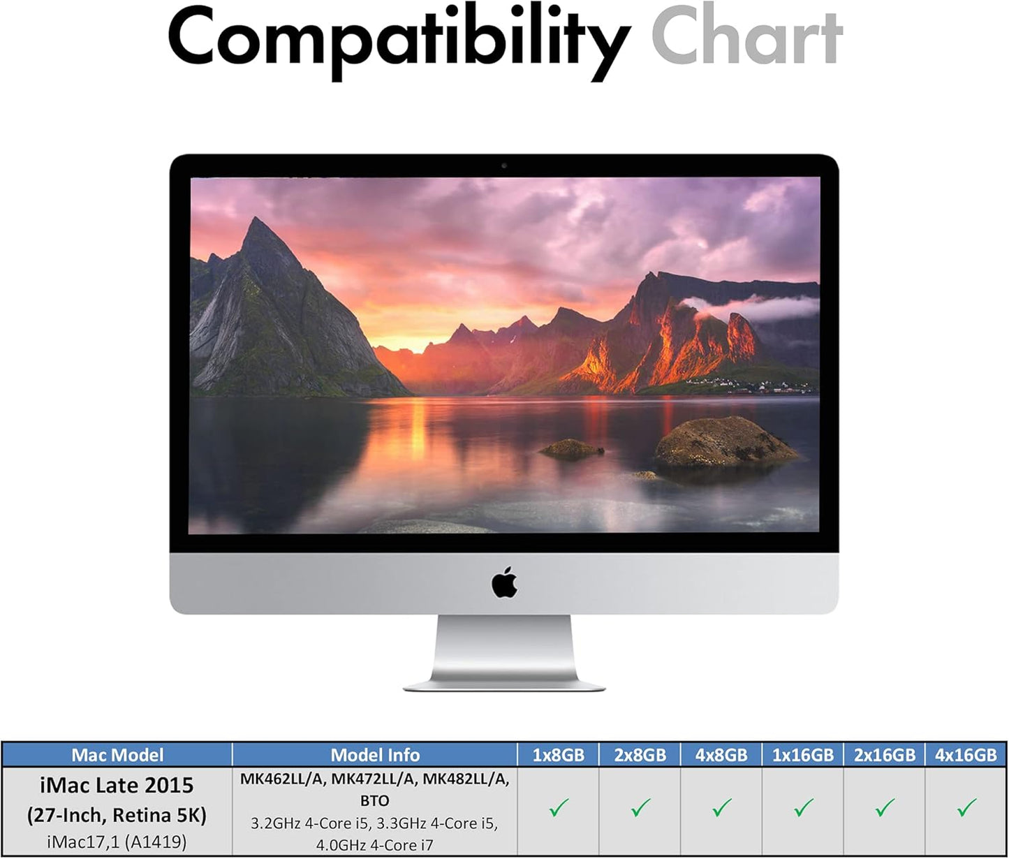 16GB (2X8Gb) RAM for Apple Imac Late 2015 27 Inch Retina 5K | DDR3L 1866Mhz / 1867Mhz PC3L-14900 1.35V 204-Pin SODIMM Memory Upgrade Kit