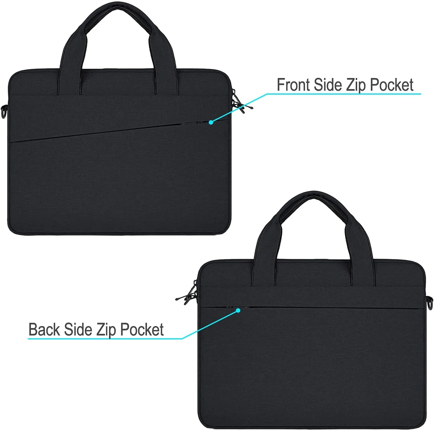 13 Inch Laptop Sleeve Shoulder Bag Compatible with Macbook Pro 14 M1 A2442,13" Macbook Air/Pro,13.3" Chromebook Notebook, Polyester Messenger Bag Carrying Case Briefcase (Black)