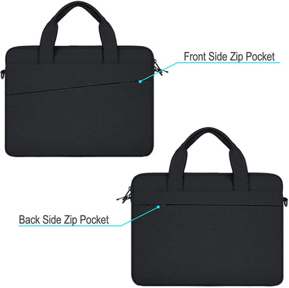13 Inch Laptop Sleeve Shoulder Bag Compatible with Macbook Pro 14 M1 A2442,13" Macbook Air/Pro,13.3" Chromebook Notebook, Polyester Messenger Bag Carrying Case Briefcase (Black)