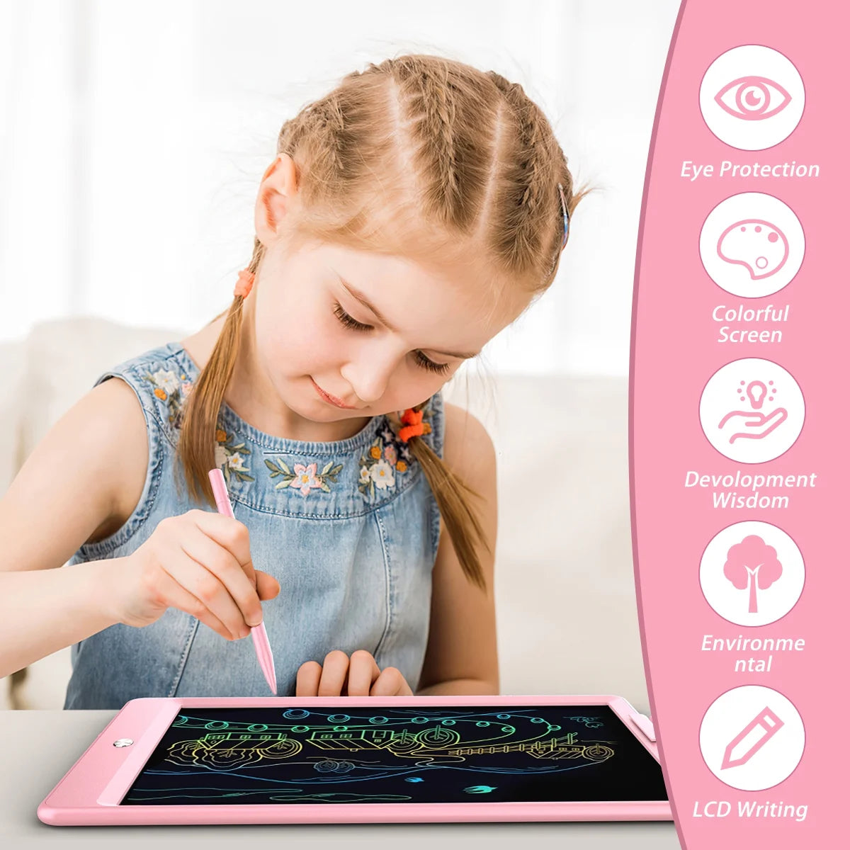 10 Inch LCD Writing Tablet, Educational Learning Drawing Board Toys