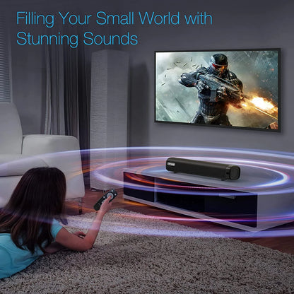 Sound Bar for TV, Soundbar with Subwoofer, Wired & Wireless Bluetooth 5.0 3D Surround Speakers, Optical/Aux/Rca/Usb Connection, Wall Mountable, Remote Control