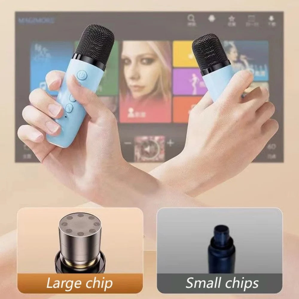 Mini Karaoke Machine with 2 Microphones & LED Lights, Portable Bluetooth Speaker Cute Karaoke Speaker for Kids, Ideal Gifts for Home Party