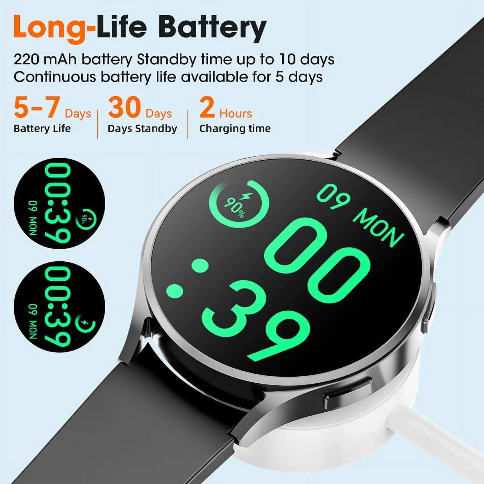 1.39-Inch Men'S Smartwatch with Fitness Tracker, Answer/Call/100+ Sport Modes for Android & Iphone Devices, IP67 Waterproof Fitness Watch (Black)