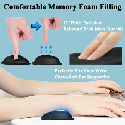 4 Piece Wrist Rest for Keyboard, Ergonomic Mouse Pad with Wrist Rest, 18.5'' Memory Foam Wrist Rest Set for Computer, Laptop, Home & Office, Easy Typing Pain Relief