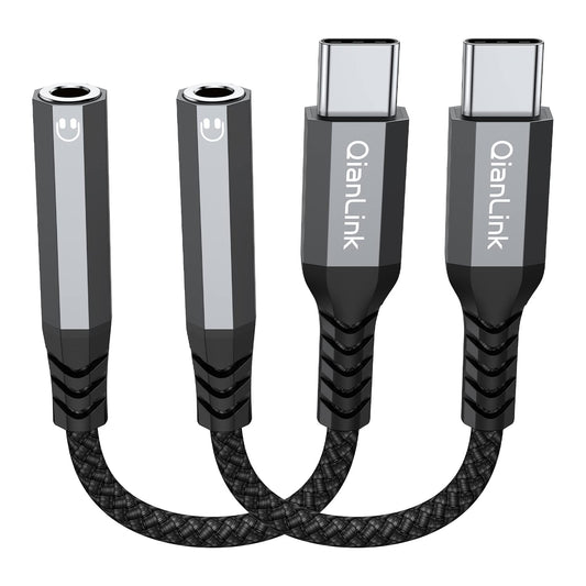 USB Type C to 3.5Mm Female Headphone Jack Adapter, (2-Pack) USB C to Aux Audio Dongle Cable Cord for Iphone 15 16 Pro Max Plus, Samsung Galaxy S24 S23+ S22 S21 S20 Ultra, Note 20, Pixel XL, Ipad Pro