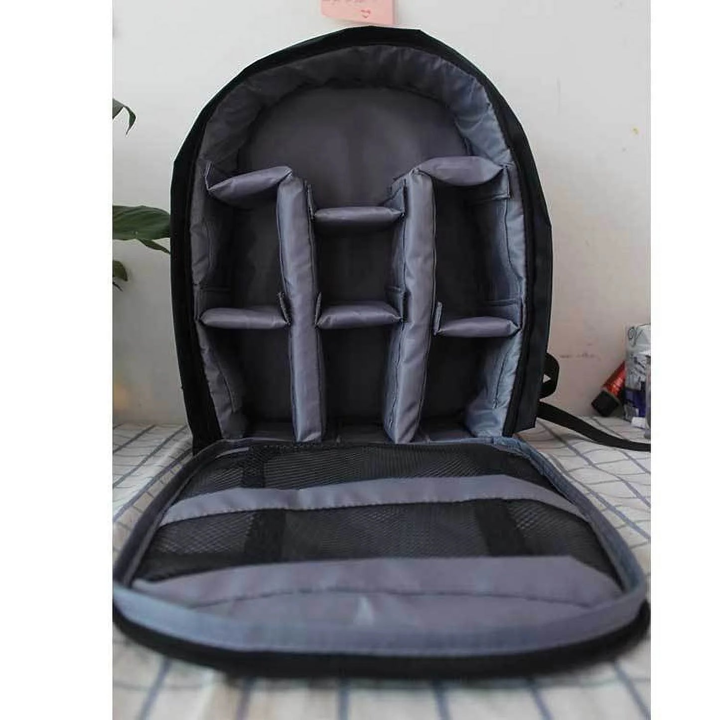 Camera Bag, Waterproof Nylon Camera Backpack for DSLR Cameras, Lens and Accessories Black Grey