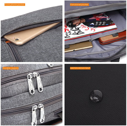 17.3" Laptop Backpack/Shoulder Bag/Messenger Bag/Briefcase, Multi-Functional Travel Rucksack, Convertible Business Handbag for Men/Women (New Grey)