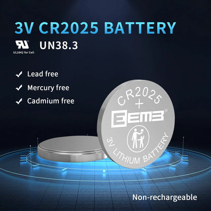10 Pack CR2025 Battery 3V Lithium Battery Button Coin Cell Batteries 2025 Battery for Key Fobs, Calculators, Coin Counters, Watches, Heart Rate Monitors, Glucose Monitors and More