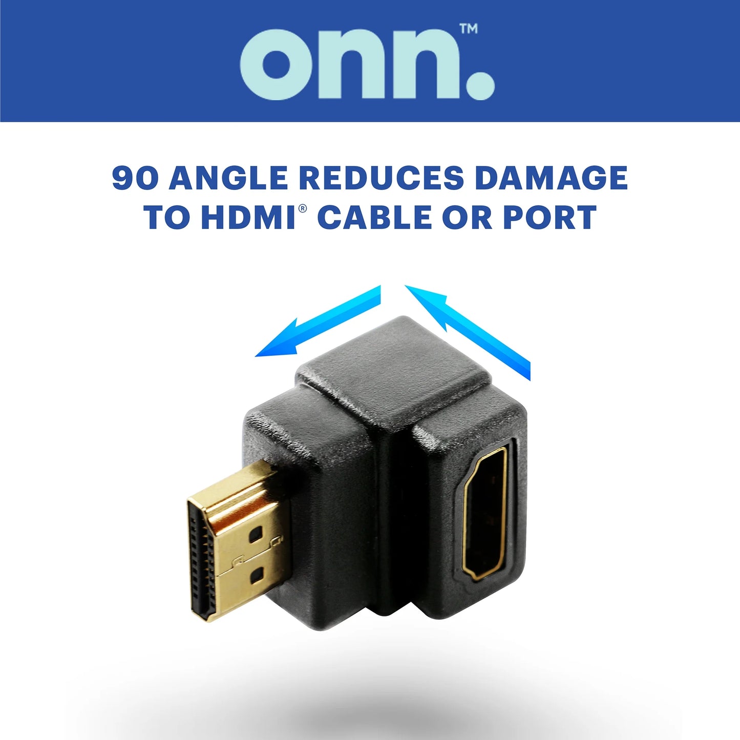 . HDMI 90-Degree Adapter, Great for behind TV Locations, Black