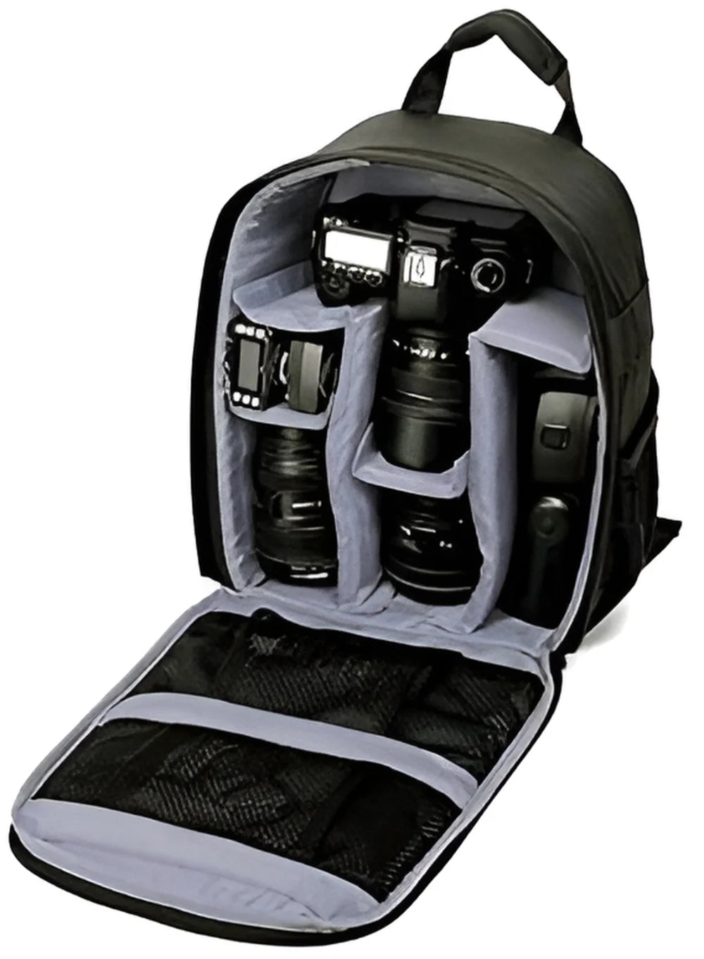Camera Bag, Waterproof Nylon Camera Backpack for DSLR Cameras, Lens and Accessories Black Grey