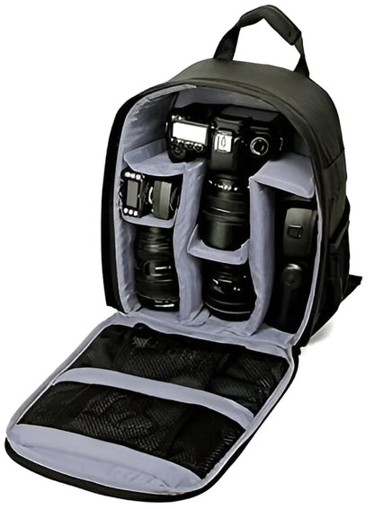 Camera Bag, Waterproof Nylon Camera Backpack for DSLR Cameras, Lens and Accessories Black Grey