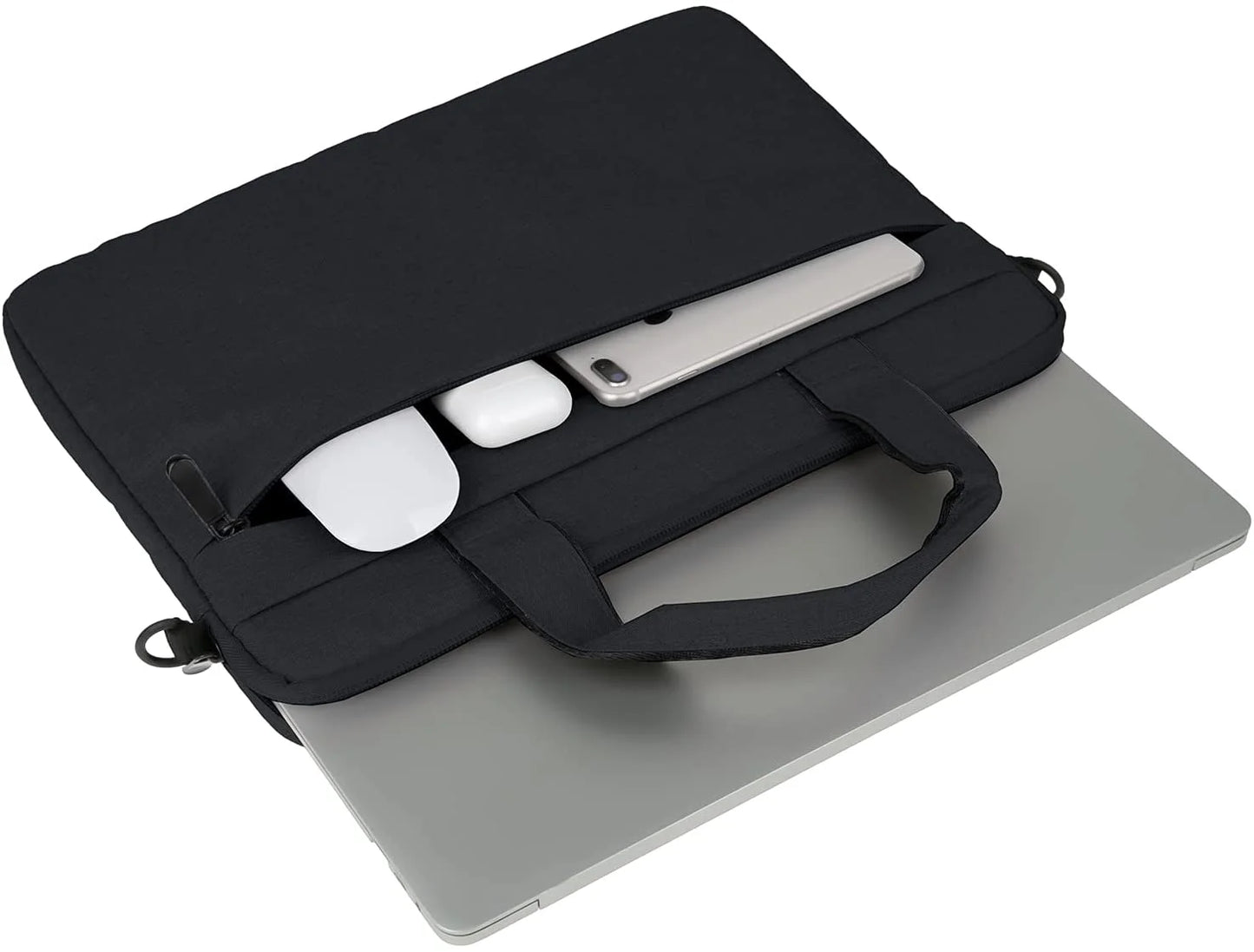 13 Inch Laptop Sleeve Shoulder Bag Compatible with Macbook Pro 14 M1 A2442,13" Macbook Air/Pro,13.3" Chromebook Notebook, Polyester Messenger Bag Carrying Case Briefcase (Black)