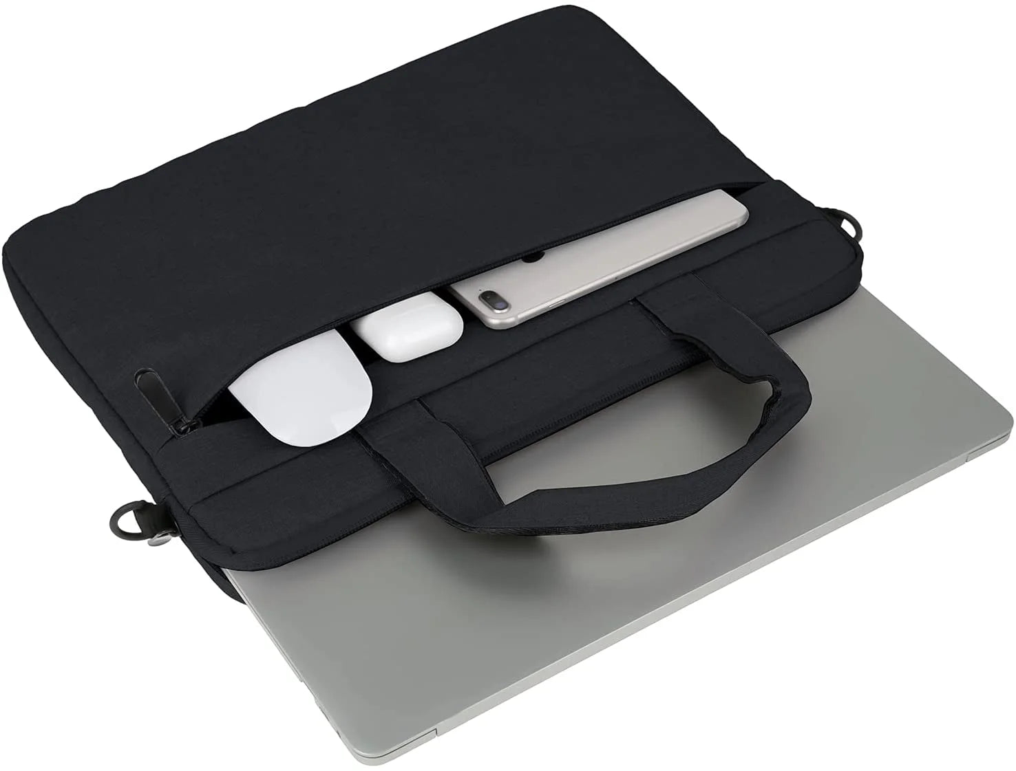 13 Inch Laptop Sleeve Shoulder Bag Compatible with Macbook Pro 14 M1 A2442,13" Macbook Air/Pro,13.3" Chromebook Notebook, Polyester Messenger Bag Carrying Case Briefcase (Black)