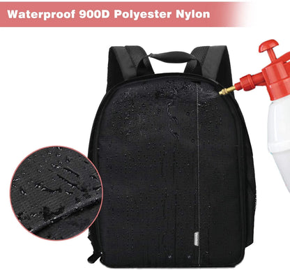 Camera Bag, Waterproof Nylon Camera Backpack for DSLR Cameras, Lens and Accessories Black Grey
