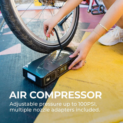 Bolt Air 58830 Portable Car Battery Jump Starter | 100 PSI Air Compressor, 58.8Wh USB Power Bank, Emergency Floodlight & Charger, Jumps Cars Suvs & Trucks, Inflates Tires, TSA Approved — Gray